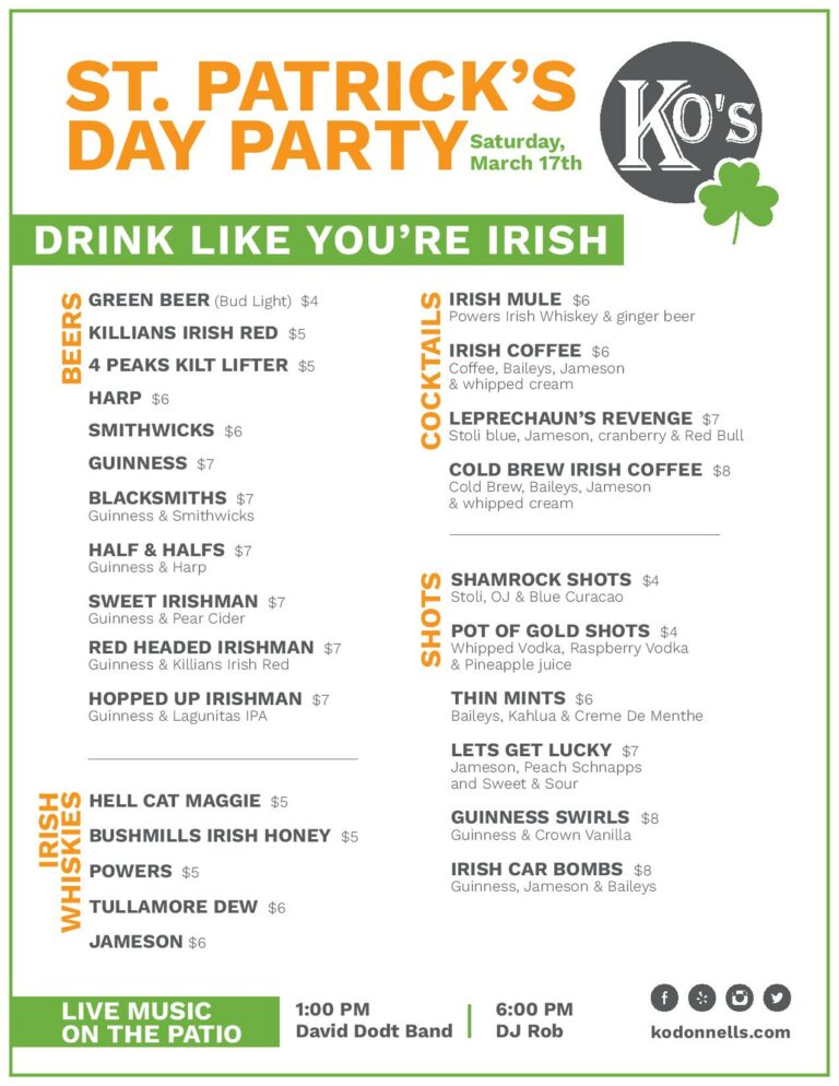 st patricks day menu dessert